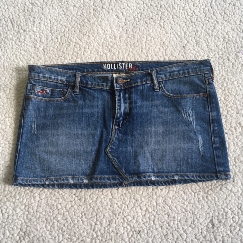 Hollister Distressed Denim Jean Mini Skirt 5